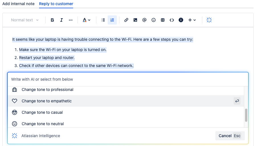 Atlassian Intelligence screenshot 2