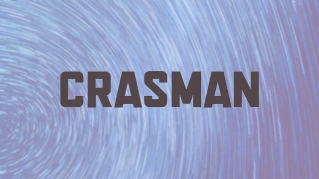A dark gray Crasman logo on a blue background.