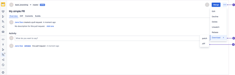 Download patch and diff files from a pull request view