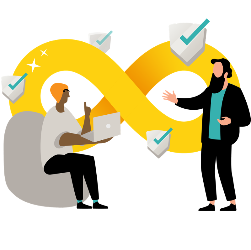 devsecops assessment - security shield devops loop - hero illustration-1-1