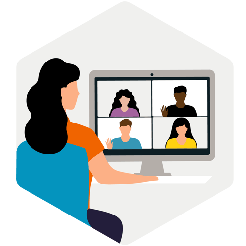remote training - call online - gray hexagon - eficode