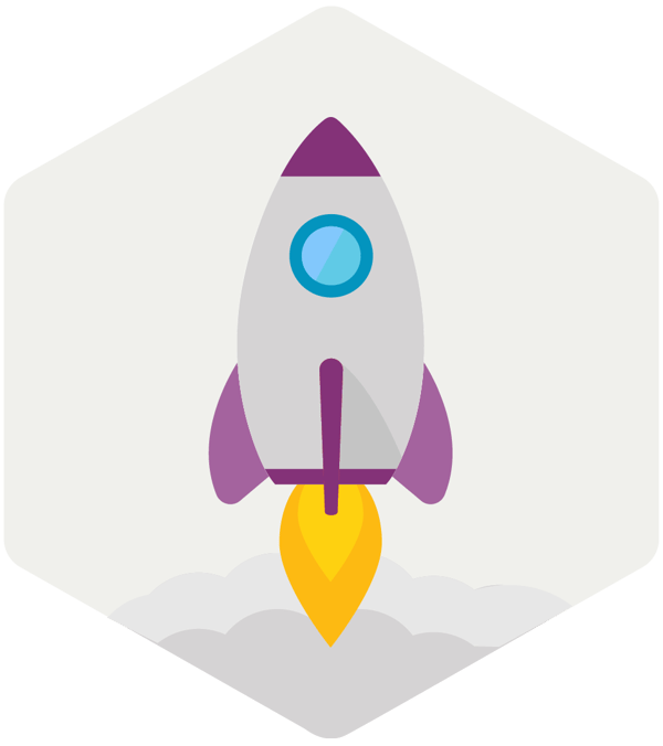 rocket accelerate - hexagon gray
