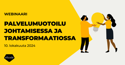 Keltaisella ja valkoisella pohjalla oleva piirroskuva, jossa henkilö ojentaa toiselle henkilölle suuren hehkulampun.