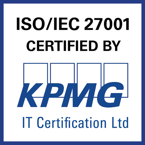 ISO27001 Certified by KPMG 