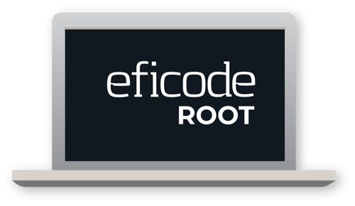 Eficode ROOT logo on laptop - illustration