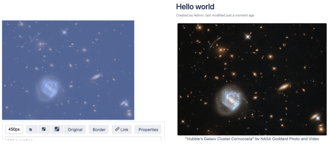 Image caption new look