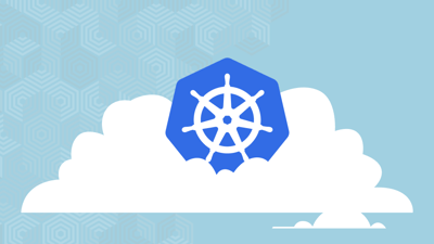 A kubernetes logo on a cloud