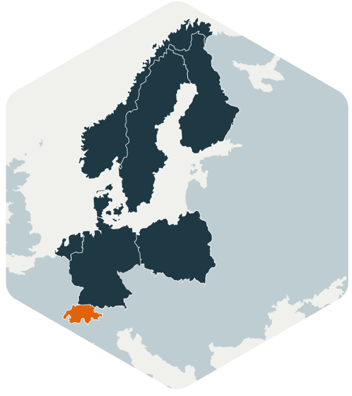 Map highlighting Switzerland