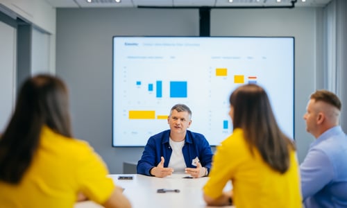 Meeting with customers with charts