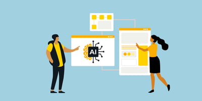 two persons working on an interface with AI