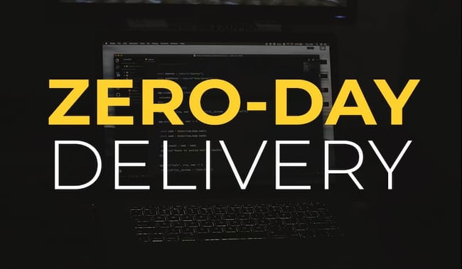 Banner with text zero-day delivery