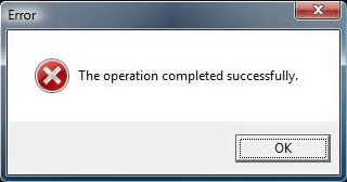 error screen 'This operation completed successfully)