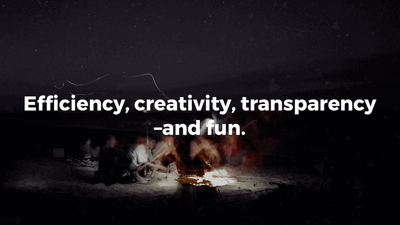text efficiency, creativity, transparency and fun