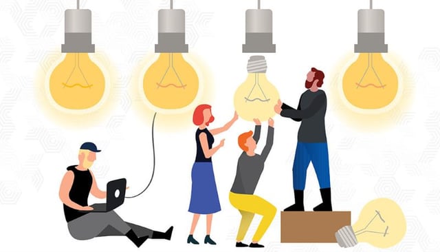Illustrate image of people replacing lamp