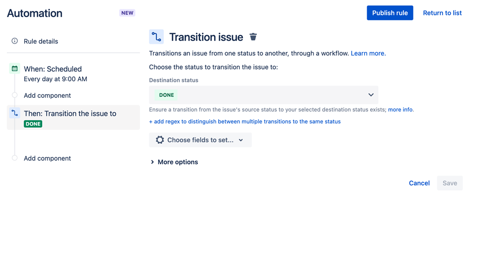 An image displaying Transition Issues in Jira Service Management.