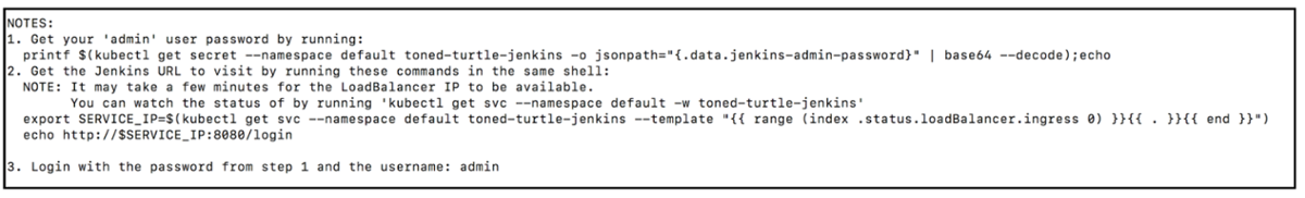 Jenkins Helm chart output