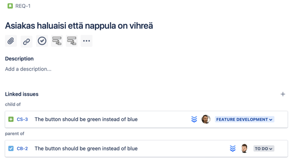 Jira vaatimustenhallintanäkymä