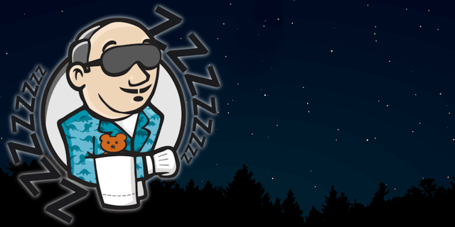 Jenkins in pyjama with ZZZZZ on a night background