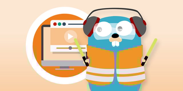 Traefik's beaver on an orange background with a computer screen