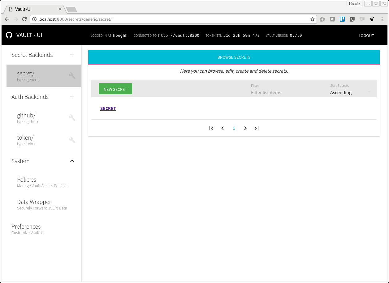 Vault UI