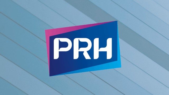 PRH:n logo sinisen taustan päällä