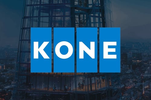 KONE logo on a city background
