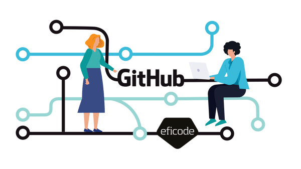 GitHub logo connecting with Eficode logo