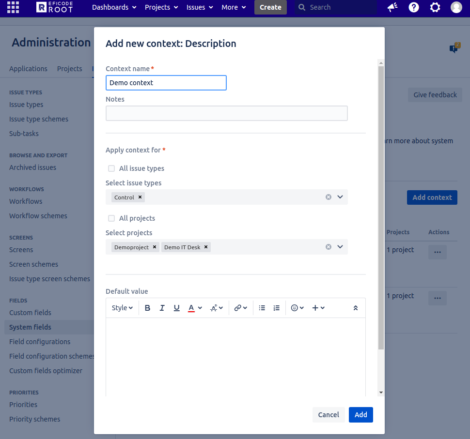 Jira add context